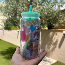 Vaso de Papelería con dibujos de LÁPIZ y MANZANA