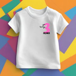 Camiseta YA TENGO con numero ROSA y nombre (castellano) | Son Colores