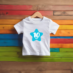 Camiseta cumple con estrella AZUL y número | Son Colores