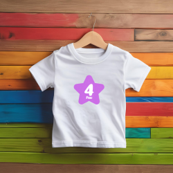 Camiseta cumple con estrella LILA y número | Son Colores