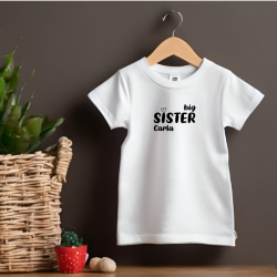 Camisetas HERMANAS (big sister - little sister) + nombre en NEGRO