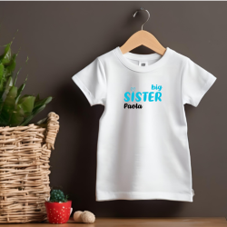 Camisetas HERMANAS (big sister - little sister) + nombre en AZUL