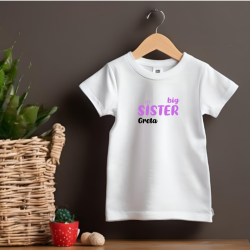 Camisetas HERMANAS (big sister - little sister) + nombre en LILA