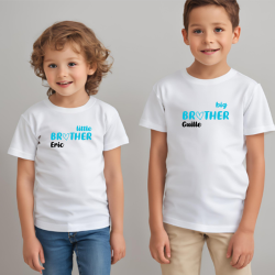 Camisetas HERMANOS (big brother - little brother) + nombre en AZUL