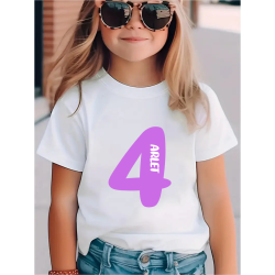 Camiseta personalizada para cumpleaños con número en LILA y nombre | Son Colores