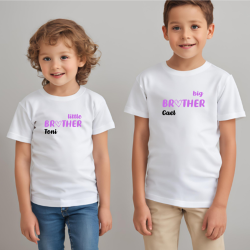 Camisetas HERMANOS (big brother - little brother) + nombre en LILA
