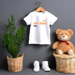 Camisetas HERMANOS (big brother - little brother) + nombre en NARANJA