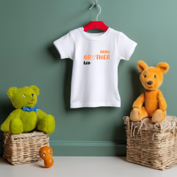 Camisetas HERMANOS (big brother - little brother) + nombre en NARANJA