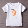 Camiseta cumplo con número en NARANJA y nombre (Castellano) | Son Colores