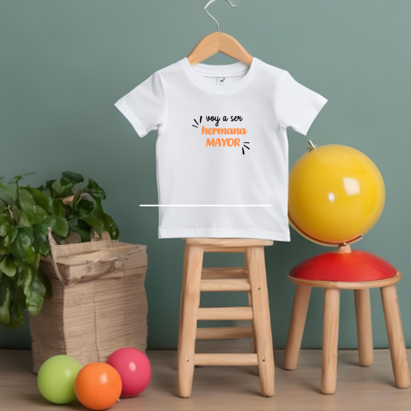 Camiseta VOY A SER HERMANA MAYOR en NARANJA Camiseta VOY A SER HERMANA MAYOR en NARANJA