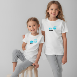 Camisetas HERMANAS (big sister - little sister) + nombre en AZUL