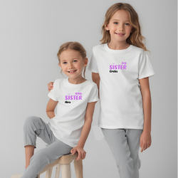 Camisetas HERMANAS (big sister - little sister) + nombre en LILA