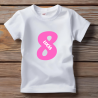 Camiseta personalizada para cumpleaños con número en ROSA y nombre | Son Colores