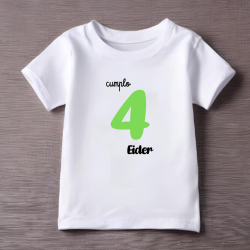 Camiseta cumplo con número en VERDE y nombre (Castellano) | Son Colores