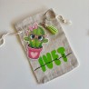 Llavero  cactus + bolsa personalizada con nombre VERDE