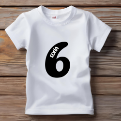 Camiseta personalizada para cumpleaños con número en NEGRO y nombre | Son Colores