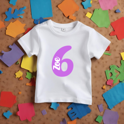 Camiseta cumple con número en LILA y nombre | Son Colores