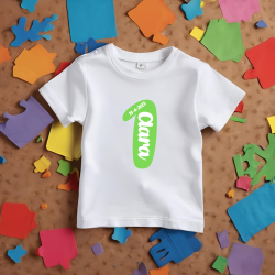 Camiseta cumple con número en VERDE, nombre y fecha | Son Colores