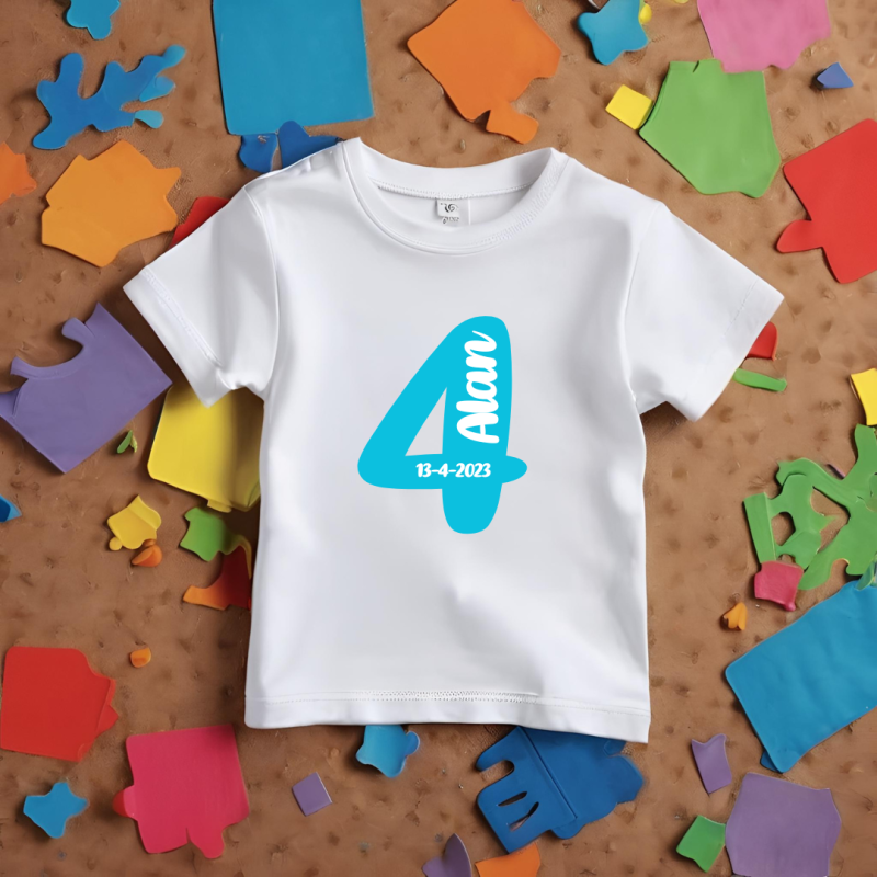 Camiseta cumple con número en AZUL, nombre y fecha | Son Colores Camiseta cumple con número en AZUL, nombre y fecha | Son Colores