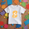 Camiseta cumple con número en NARANJA, nombre y fecha | Son Colores