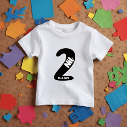 Camiseta cumple con número en NEGRO, nombre y fecha | Son Colores