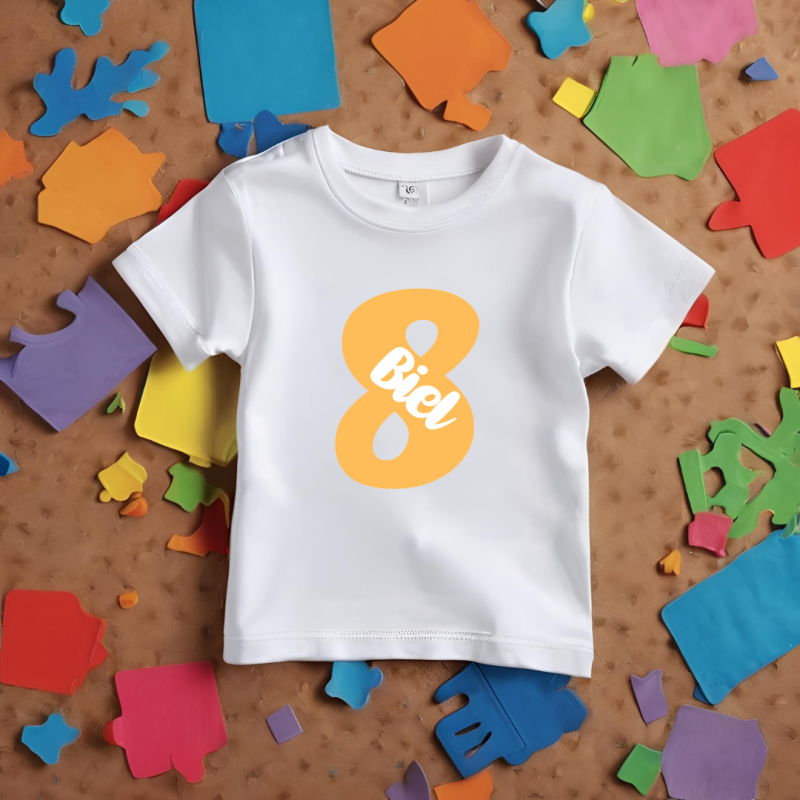 Camiseta cumple con número en NARANJA y nombre | Son Colores Camiseta cumple con número en NARANJA y nombre | Son Colores